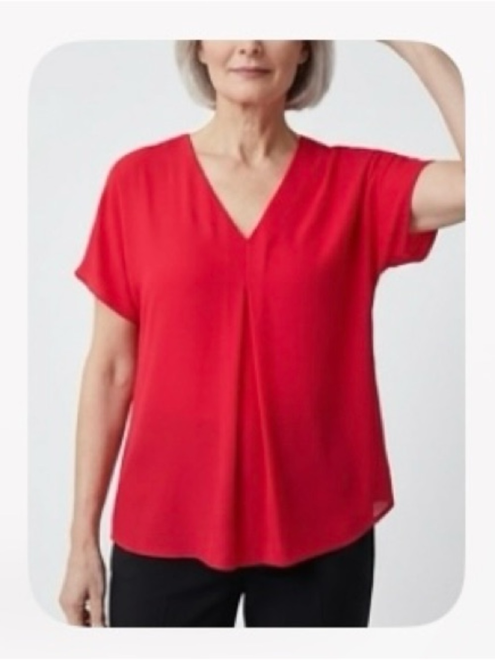 Michael Kors Vibrant Red/Coral V-Neck Short Sleeve Blouse